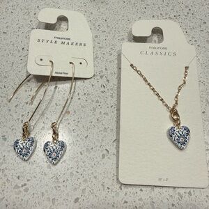 Maurices Gold and White Heart Earrings